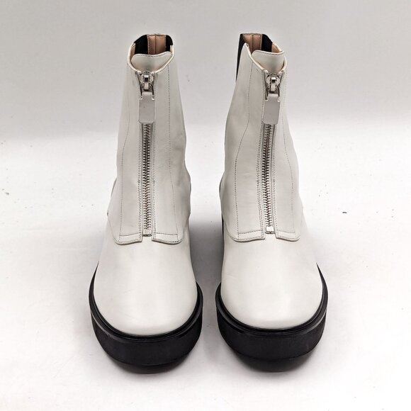 Stuart Weitzman Women Lodge White Leather Front Zip Festival Boots size 7.5 - Picture 2 of 9